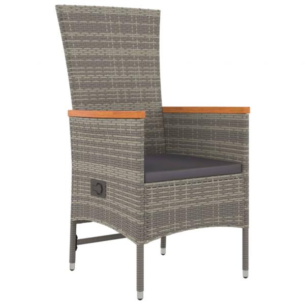 5-tlg. Garten-Essgruppe mit Kissen Grau Poly Rattan