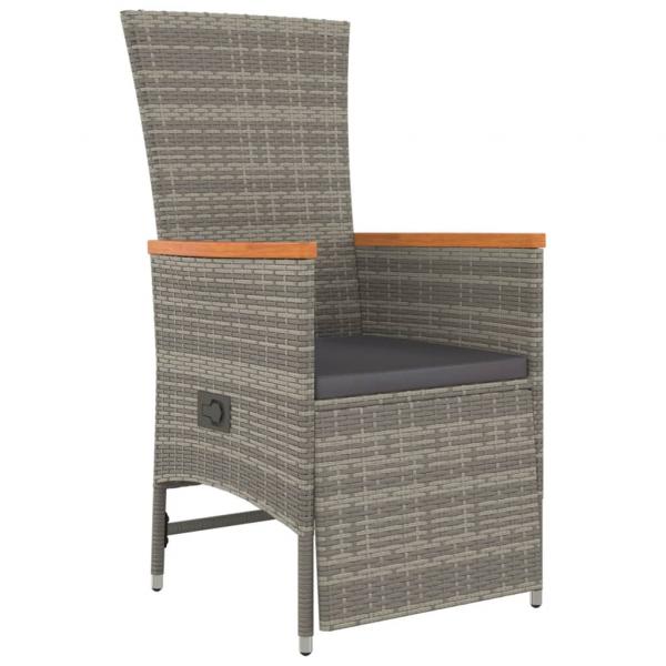 9-tlg. Garten-Essgruppe mit Kissen Grau Poly Rattan