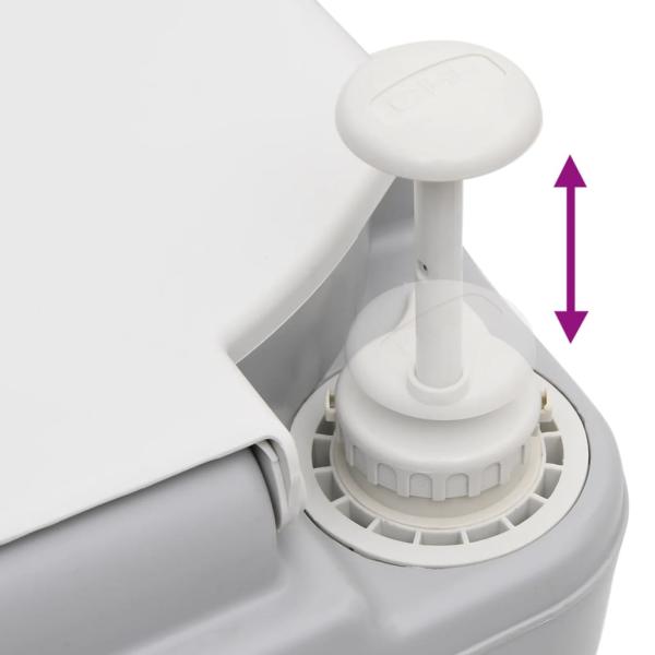 Camping-Toilette Tragbar Grau und Weiß 22+12 L HDPE