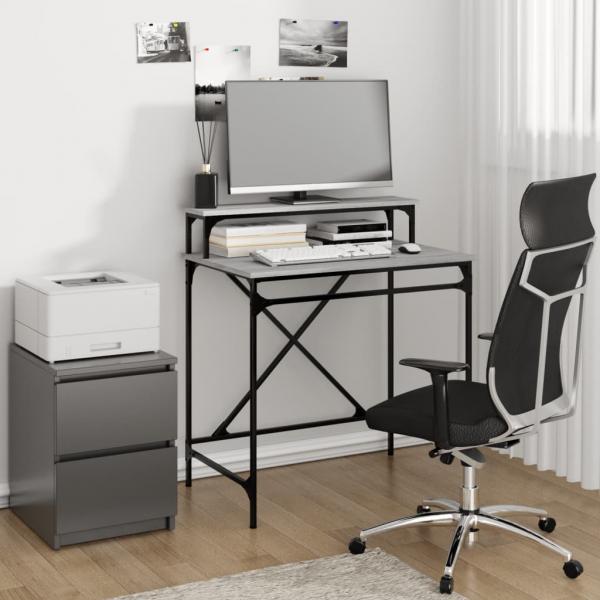 ARDEBO.de - Schreibtisch Grau Sonoma 80x50x90 cm Holzwerkstoff und Eisen