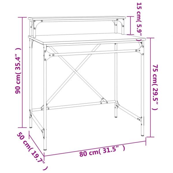 Schreibtisch Grau Sonoma 80x50x90 cm Holzwerkstoff und Eisen
