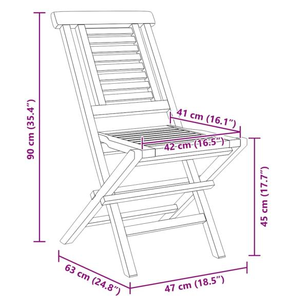 Klappst?hle, 6 St?ck, 47 x 63 x 90 cm, Massivholz Teak