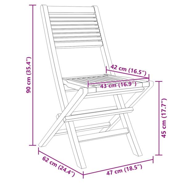 Klappstühle, 6 Stück, 47 x 62 x 90 cm, Massivholz Teak