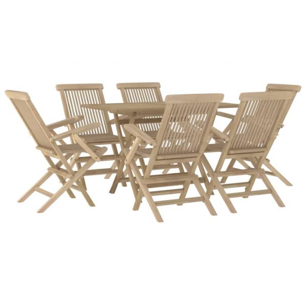 7-tlg. Garten-Essgruppe Grau Massivholz Teak