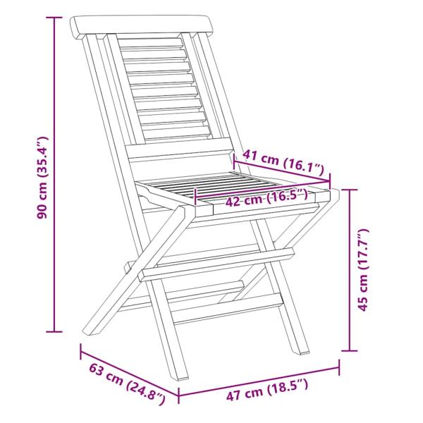 Klappstühle, 4 Stück, 47 x 63 x 90 cm, Massivholz Teak