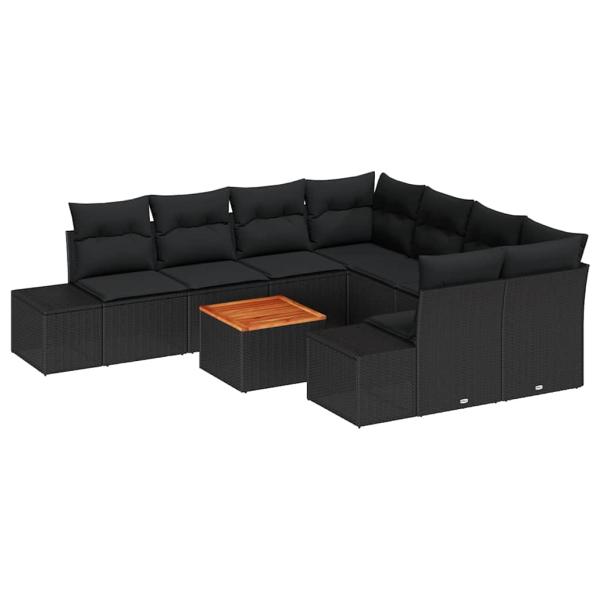 Garten Sofaset 9-teilig Schwarz Poly Rattan Garten Sofaset