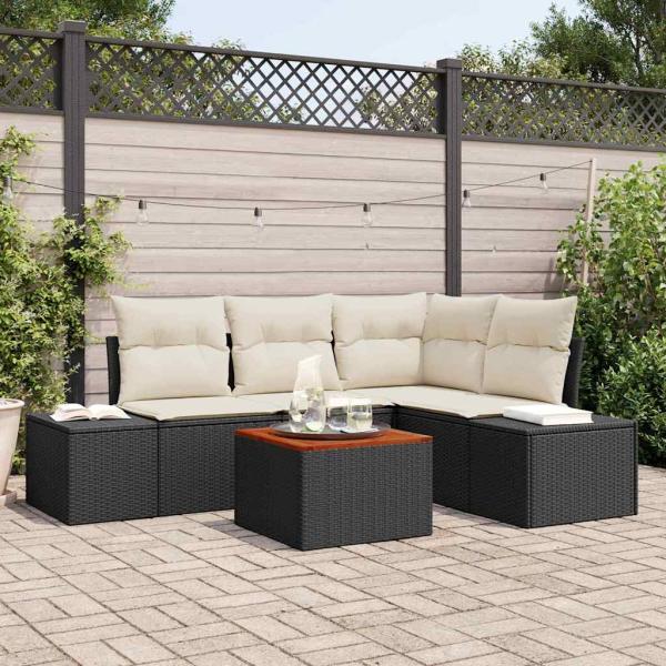 ARDEBO.de - Garten Sofa Set 5-teilig Schwarz und Creme