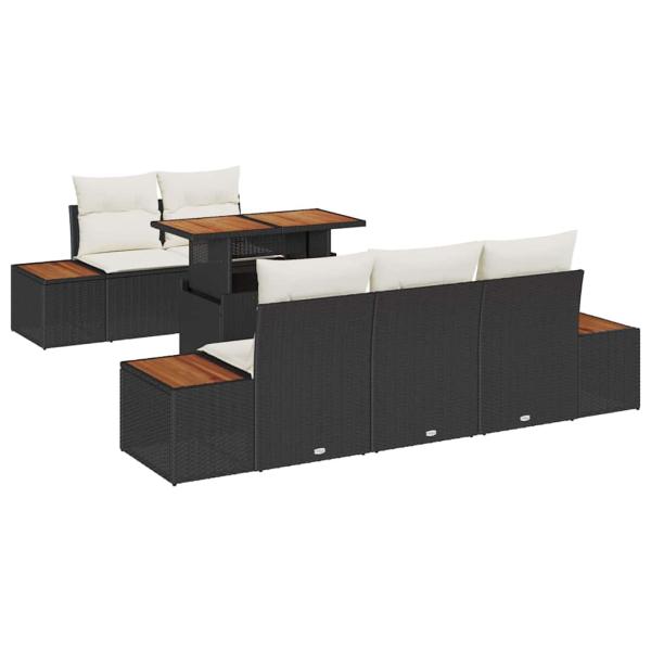 Gartensofa-set 6 Stk. Schwarz und Beige
