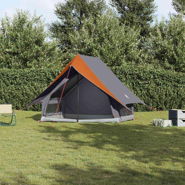 ARDEBO.de - Campingzelt 3-Personen Grau und Orange Polyester 3-Personen