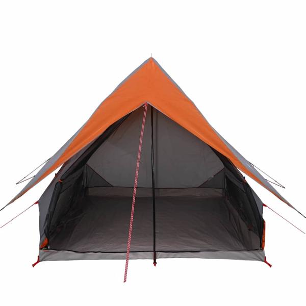 Campingzelt 3-Personen Grau und Orange Polyester 3-Personen