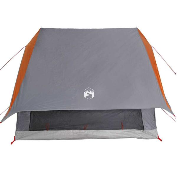 Campingzelt 3-Personen Grau und Orange Polyester 3-Personen