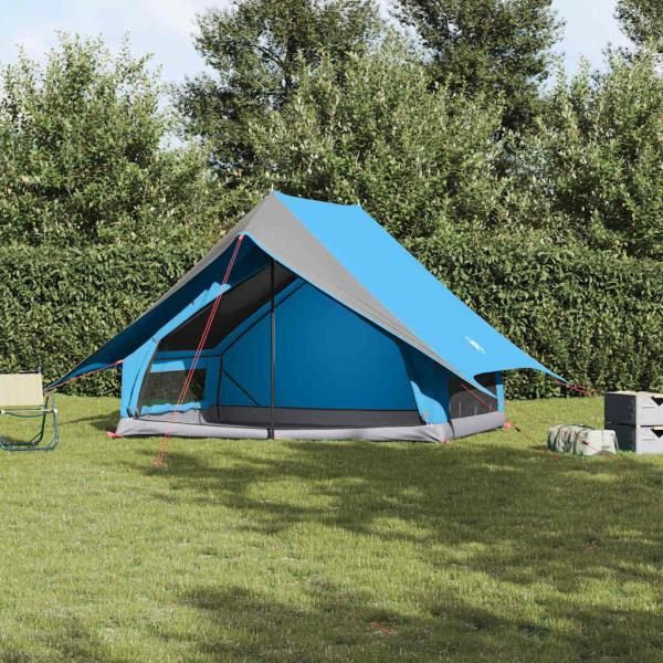 ARDEBO.de - Familienzelt mit Dach Blau und Grau 256 x 256 x 185 cm