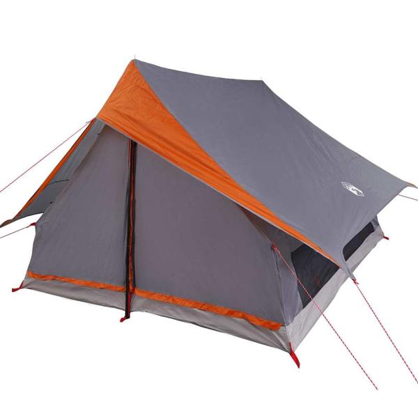 Familienzelt 7-Personen Grau und Orange Polyester 7-Personen