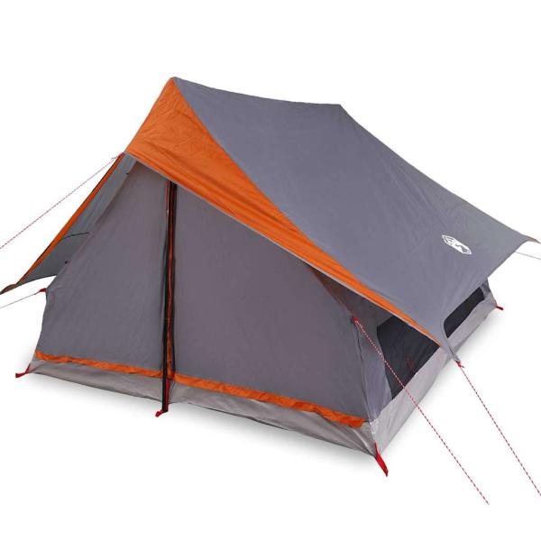 Familienzelt 7-Personen Grau und Orange Polyester 7-Personen