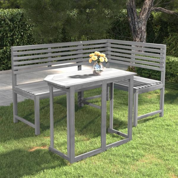 ARDEBO.de - 2-tlg. Bistro-Set Massivholz Akazie Grau
