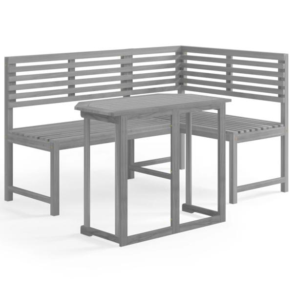 2-tlg. Bistro-Set Massivholz Akazie Grau