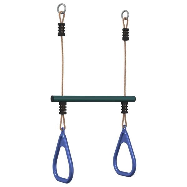 Trapezstange mit Turnringen für Kinder Blau Dunkelgrün Stahl