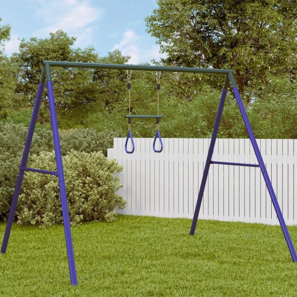 Trapezstange mit Turnringen für Kinder Blau Dunkelgrün Stahl