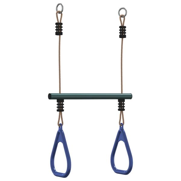 Trapezstange mit Turnringen für Kinder Blau Dunkelgrün Stahl