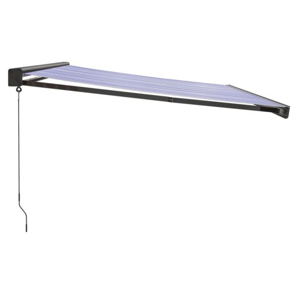 Markise Einziehbar Blau und Weiß 4x3 m Stoff und Aluminium