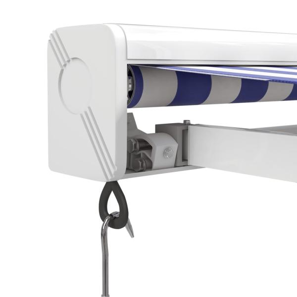 Markise Einziehbar Blau und Weiß 4x3 m Stoff und Aluminium