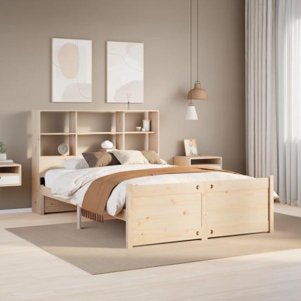 ARDEBO.de - Massivholzbett mit Regal ohne Matratze 140x190 cm Kiefer