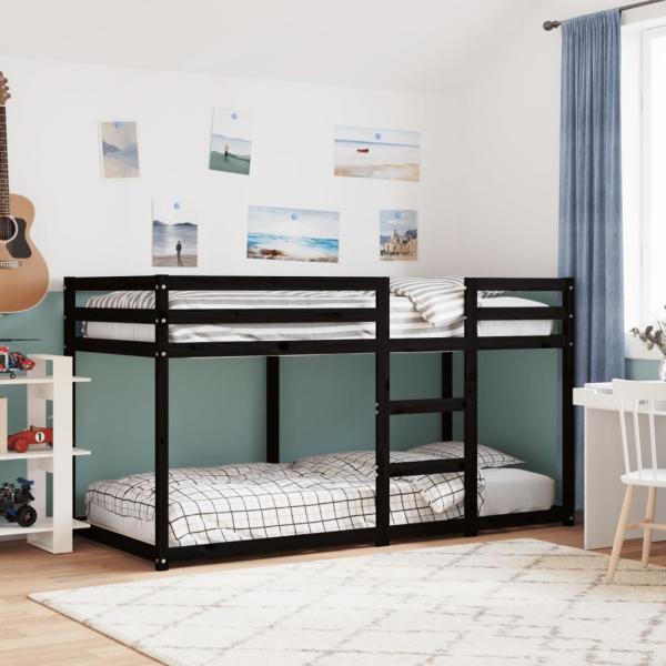 ARDEBO.de - Etagenbett Schwarz 90x200 cm Massivholz Kiefer
