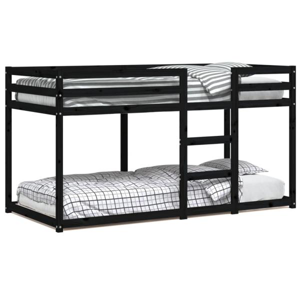 Etagenbett Schwarz 90x200 cm Massivholz Kiefer