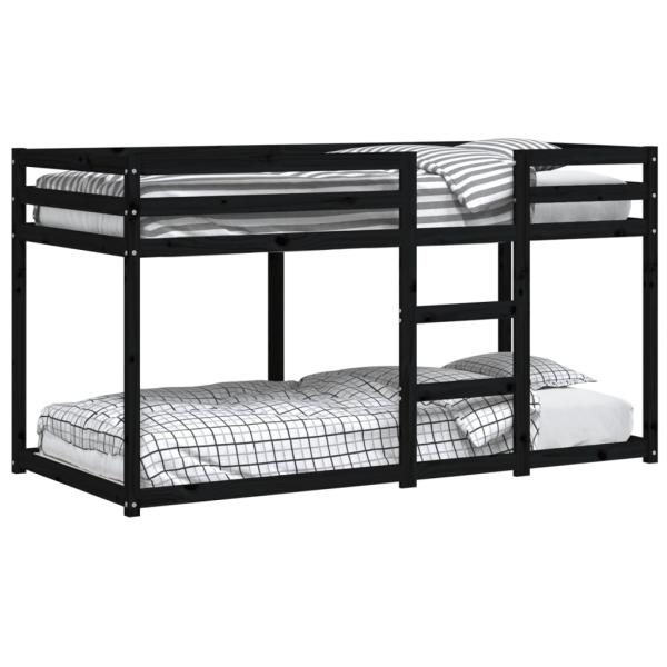 Etagenbett Schwarz 90x200 cm Massivholz Kiefer