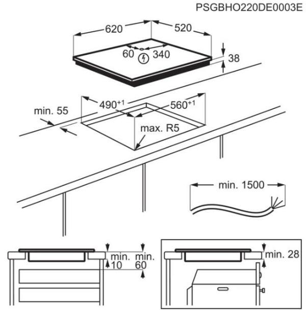 AEG HRB64470FB Autarkes Glaskeramikkochfeld, 62 cm breit, Facette, Slider Touch, Timer, schwarz