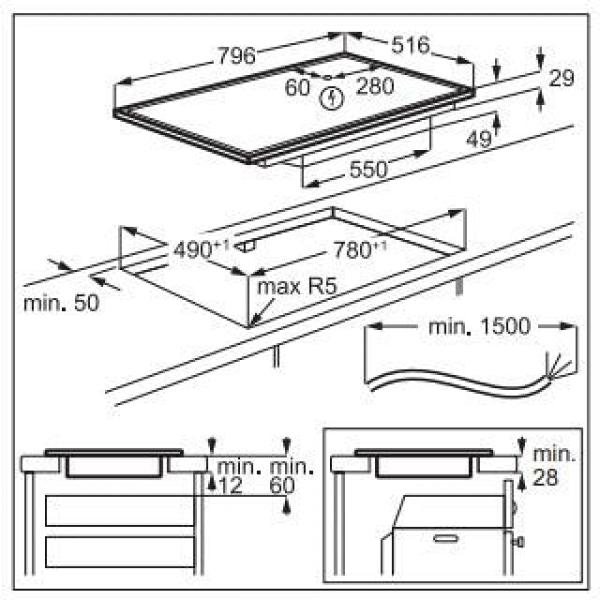 AEG TK85IM0CRB Autarkes Induktionskochfeld, 79,6 cm breit, Hob²Hood, Pause-Funktion, Slider Touch, Edelstahlrahmen