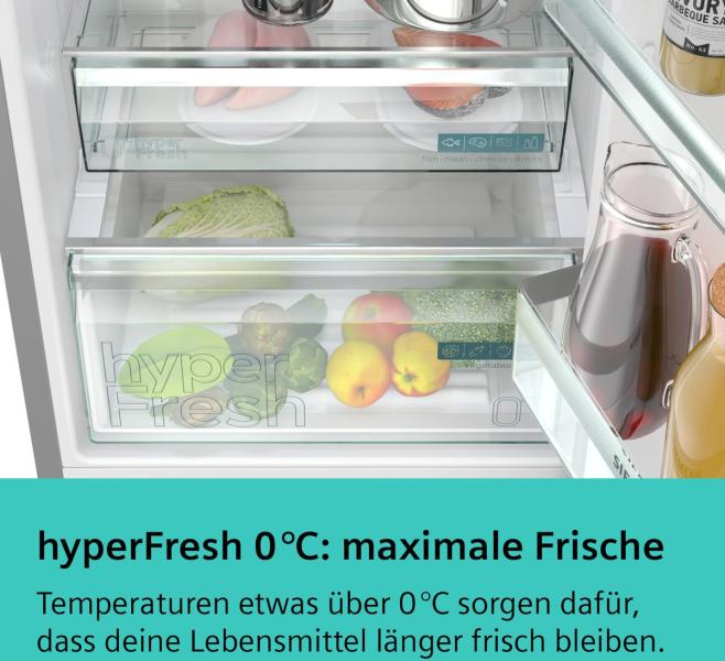 Siemens KG39N2XAG iQ300 Stand Kühl-Gefrierkombination, 60 cm breit, 363 L, Total noFrost, hyperFresh 0°C, Individuelle Temperaturregelung, bottleRack, Schwarzer Stahl antiFingerprint