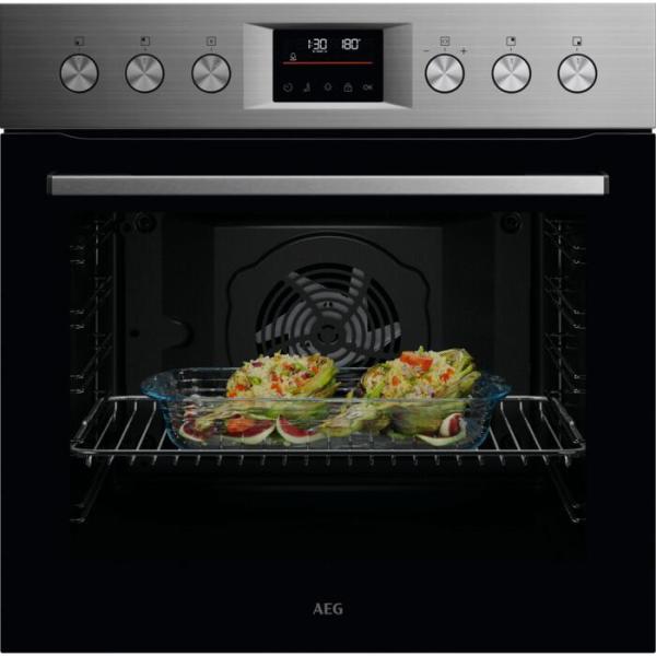 ARDEBO.de AEG KOMBI 3025P EEK: A++ Herdset mit Glaskeramikkochfeld (OU5PE40SM+ HE604062XB), 60 cm breit, 72 L, Pyrolyse, Edelstahl mit Antifingerprint