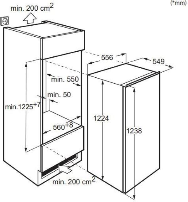 AEG OAB7N12EF Einbau Gefrierschrank, Nischenhöhe 122,5 cm, 122 L, No Frost, Festtür, Frostmatic, LCD Display