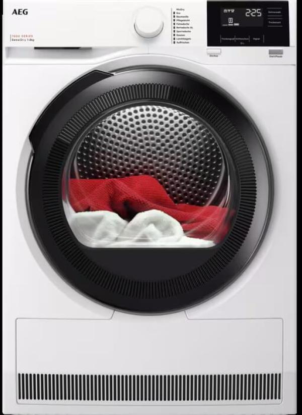 ARDEBO.de AEG TR7T60688 7000 SensiDry 8kg EEK: C Wärmepumpentrockner, 60 cm breit, ProSense, MixDry, EasyClean Filter, Reversierautomatik, Wechselbarer Türanschlag, schwarze Tür, weiß (916900049)