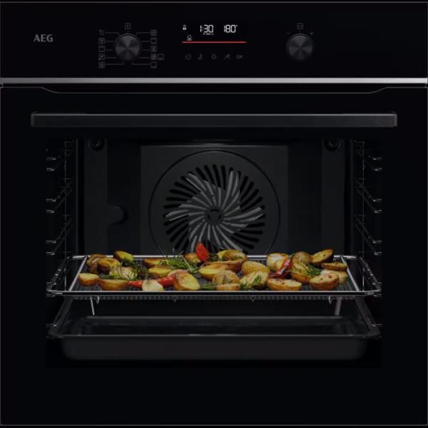 ARDEBO.de AEG TS6PB501AB 6000 SenseCook A+ Einbaubackofen, 60 cm breit, 71 L, AirFry, WLAN-fähig, Kerntemperatursensor, Pyrolyse, schwarz