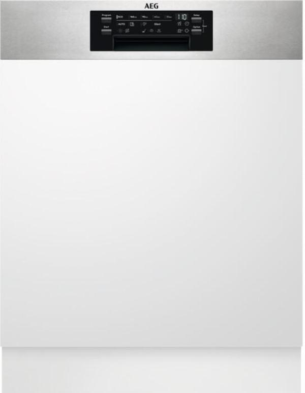 ARDEBO.de AEG FES7571CPM Teilintegierter Geschirrspüler, 60 cm breit, 14 Maßgedecke, Aqua Control, 9 Spülprogramme, 4 Temperaturen, Edelstahl Antifingerprint