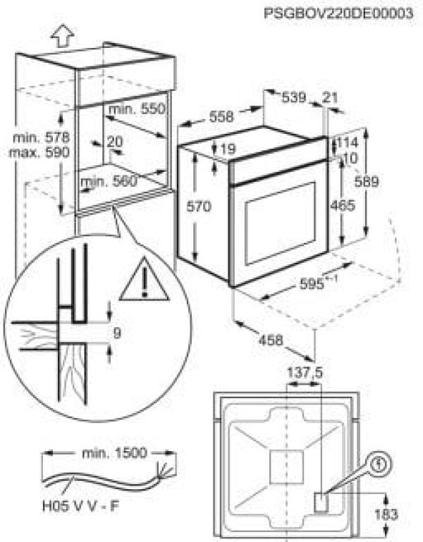 AEG OU5AB10CM A Einbaubackofen, 60 cm breit, 65L, Aqua-Reinigungsfunktion, Edelstahl mit Antifingerprint