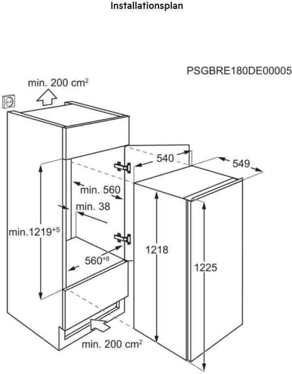 AEG OSK5O12ES Einbaukühlschrank ohne Gefrierfach, Nischenhöhe 122,5 cm, 208 L, OptiSpace, weiß