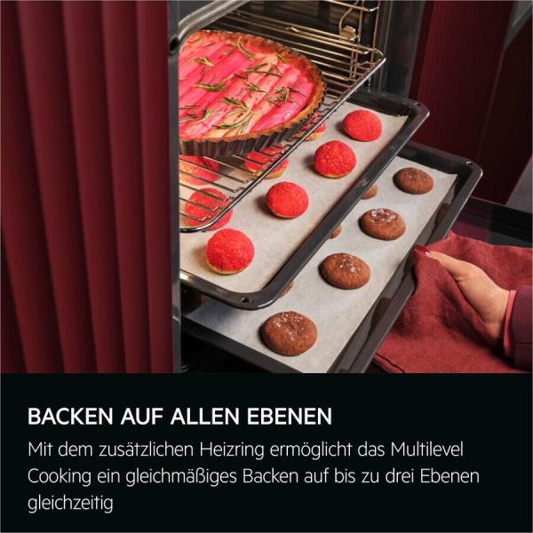 AEG TR6PB501SB A++ Einbaubackofen, 60 cm breit, 72L, SteamCrisp, WLAN-fähig, Pyrolyse, schwarz