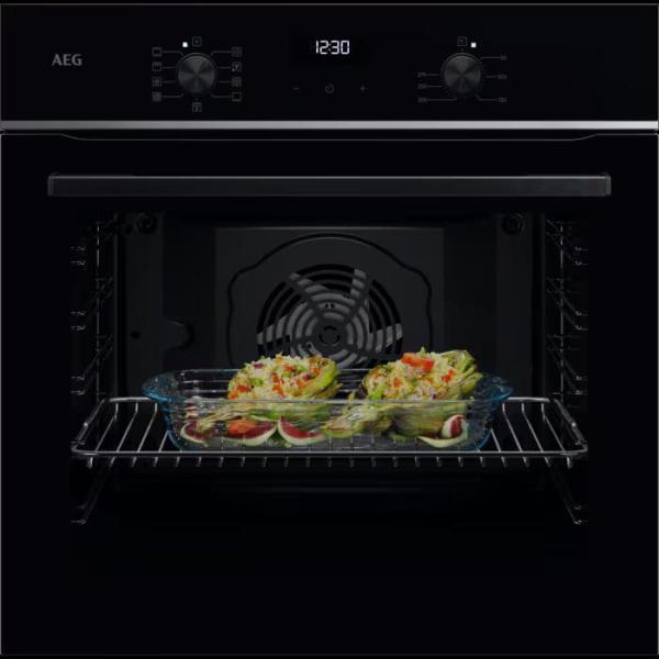 ARDEBO.de AEG TU5AB20SB A+ Einbaubackofen, 60 cm breit, 72L, Aqua-Reinigungsfunktion, Uhr, schwarz