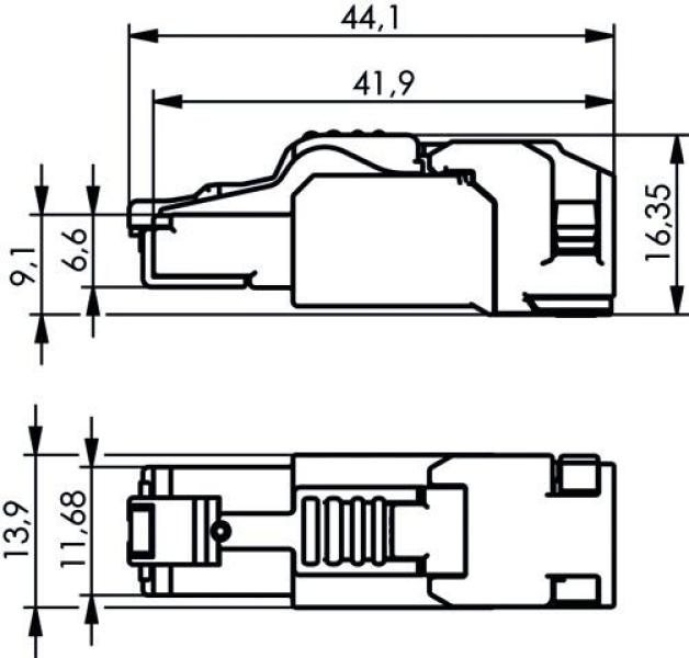 Telegärtner MFP8-SL Steckverbinder, Cat.6A, ISO, T568B, kurz (100039916)