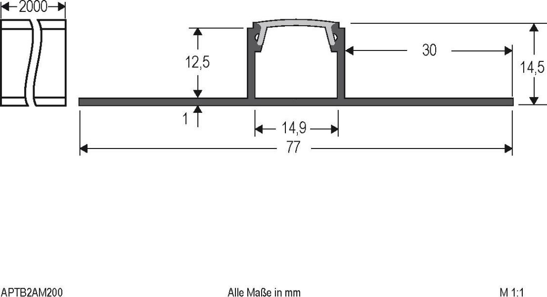 EVN Alu Trockenbauprofil mit Abdeckung, 200cm (APTB2AM200)