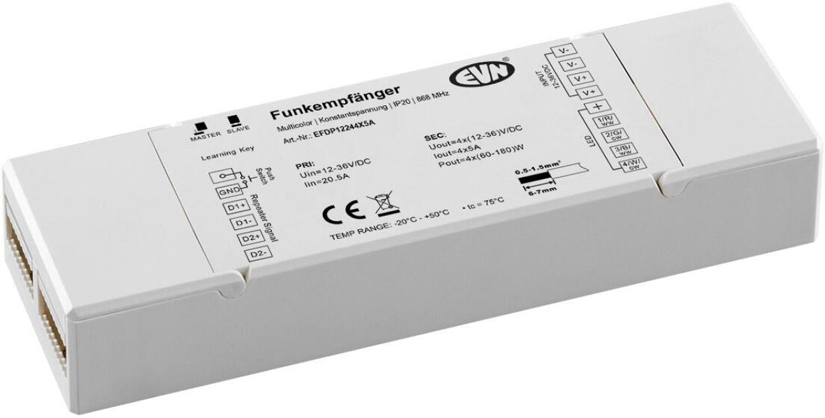 ARDEBO.de EVN EFD-Serie LED Funk-Multicolor-Empfänger, 12-48V/DC, max. 240-720W (EFDP12244X5A)