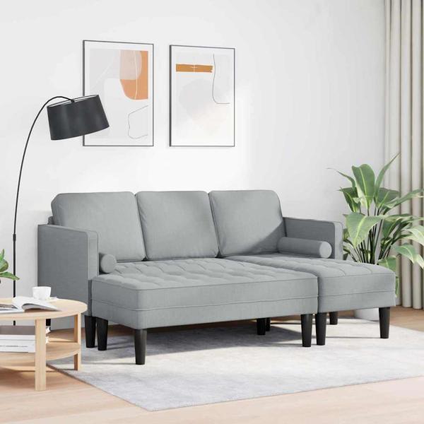 2-teiliges Sofa Set mit Kissen Hellgrau Stoff