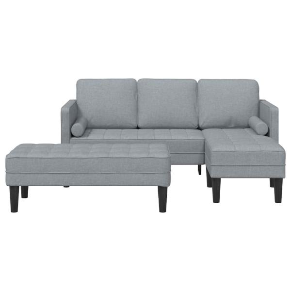 2-teiliges Sofa Set mit Kissen Hellgrau Stoff
