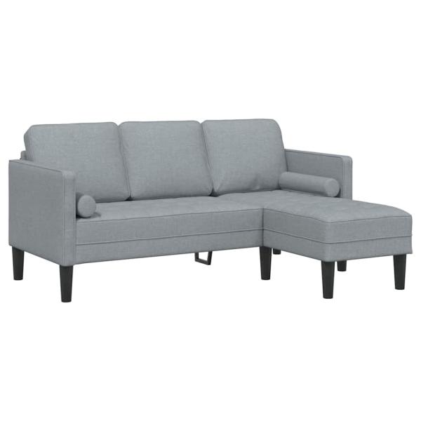 2-teiliges Sofa Set mit Kissen Hellgrau Stoff