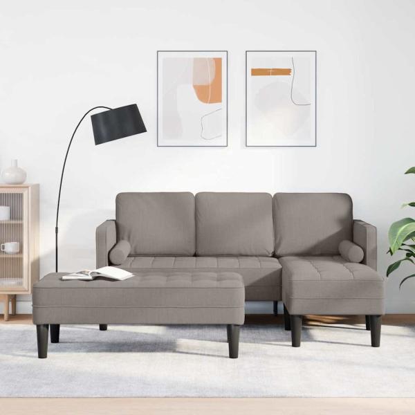 ARDEBO.de - 2-teiliges Sofa Set mit Kissen in taupefarbenem Stoff