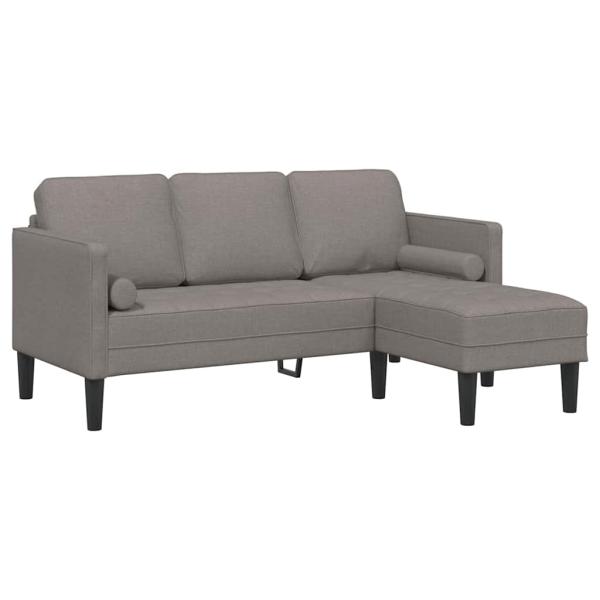 2-teiliges Sofa Set mit Kissen in taupefarbenem Stoff