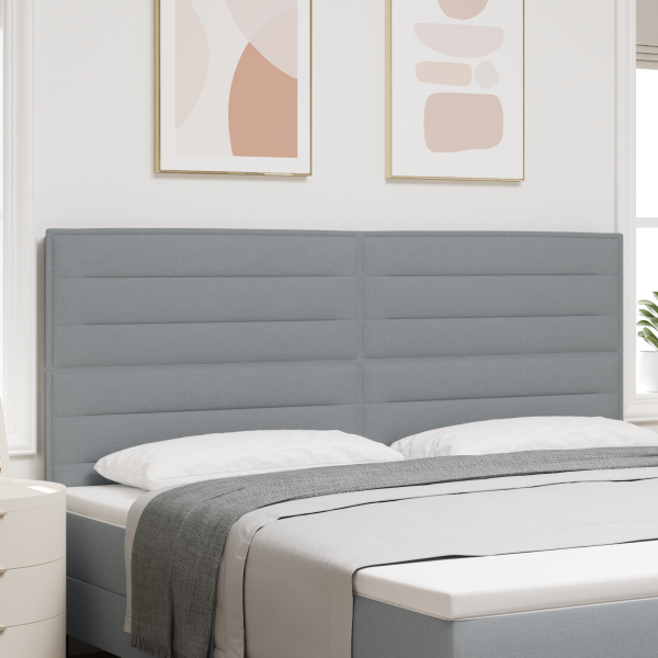 Kopfteil Linien Design Hellgrau 200 cm Stoff